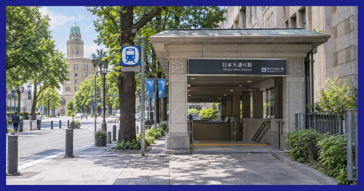 日本大通り駅前の風景